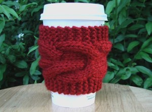 Coffee Cozie Red Cabled