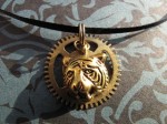 Steampunk Gear Necklace Pendant Tiger Charm by Casethaliel